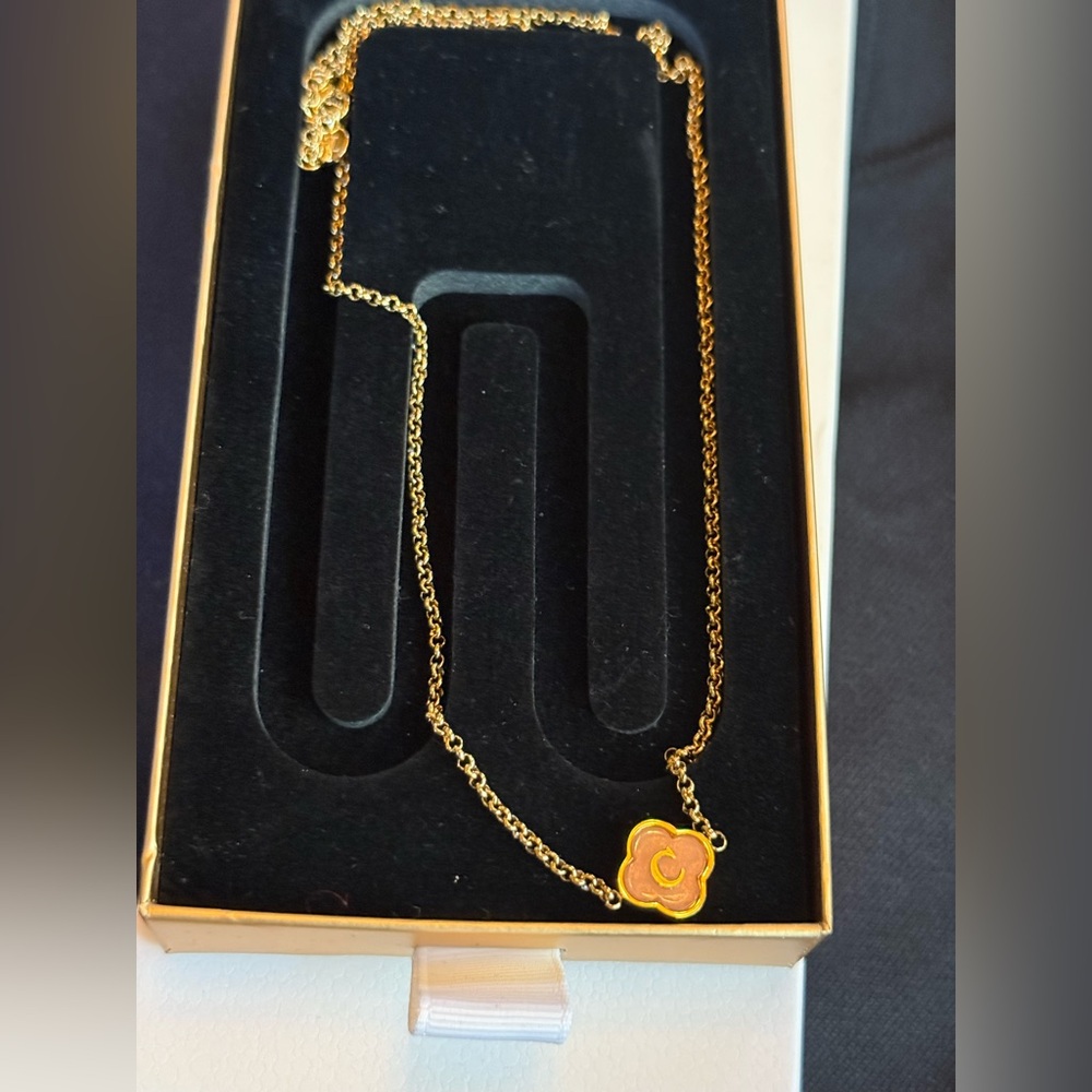 Abbott Lyon NIB initial necklace Pink “C”